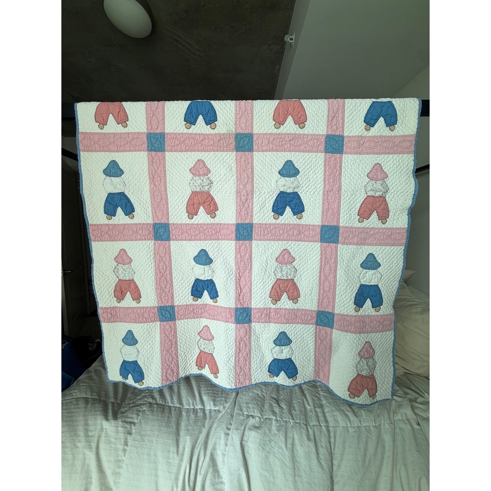 Vintage Pink and Blue Baby Quilt
